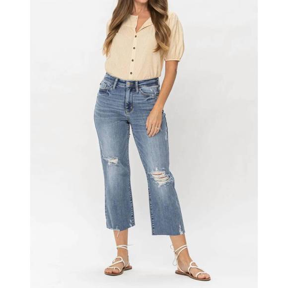 Judy Blue High Rise Wide Leg Crop Jeans